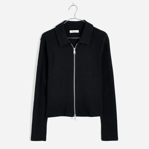 NWT XL Black Madewell Ribbed Zip Up Long Sleeve Tee with Collar
